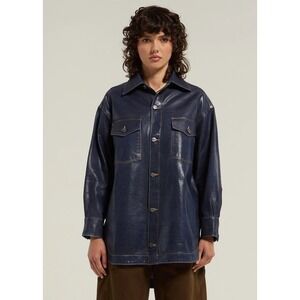 Viavia Oversized Denim‎ Shacket in Vegas Shine $288rt XL/XXL Made in Italy NWT